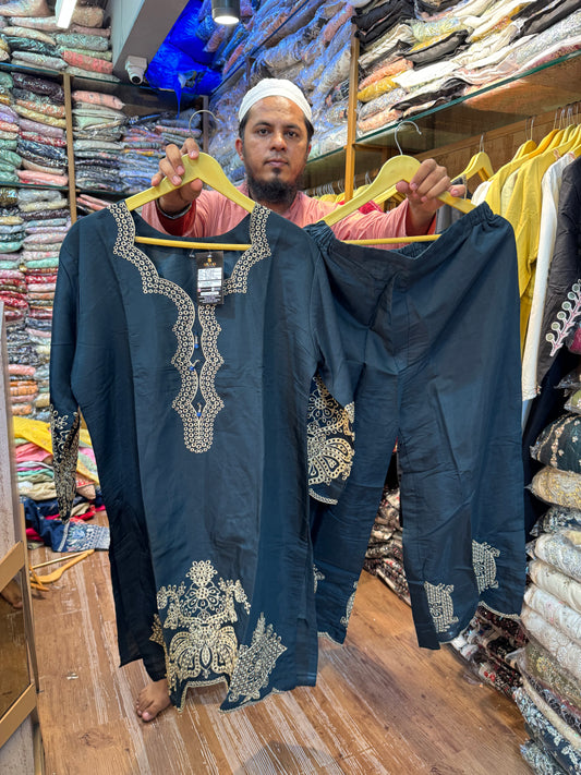 AYZEL EMBROIDERED CORD SET-390 GREYISH BLUE