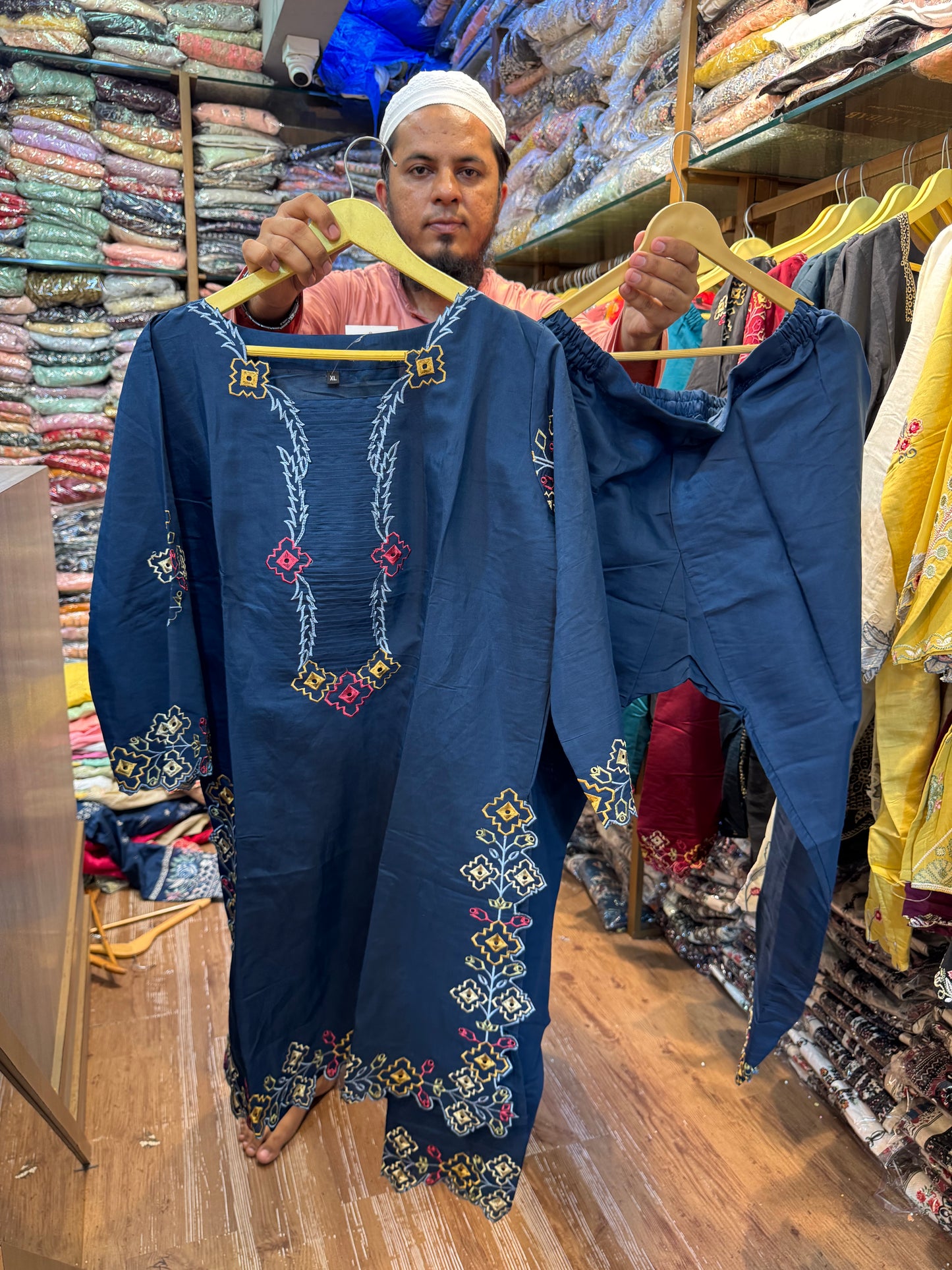 AYZEL EMBROIDERED CORD SET-374 ROYAL BLUE