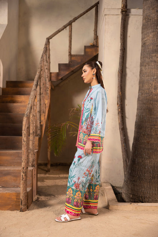 Alwaan by Ayzel – Digital Printed Korean Crepe Co-ords AS 79 (Short Kameez & Trouser)