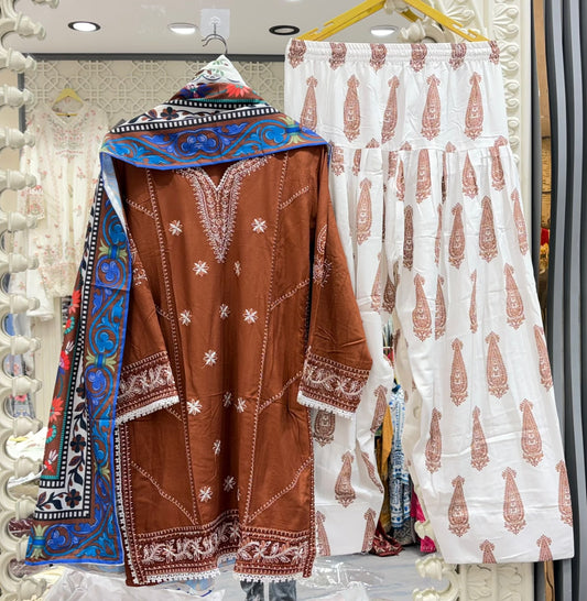 LIALI FARSHI SALWAR PRINTED BY AYZEL BROWN L345