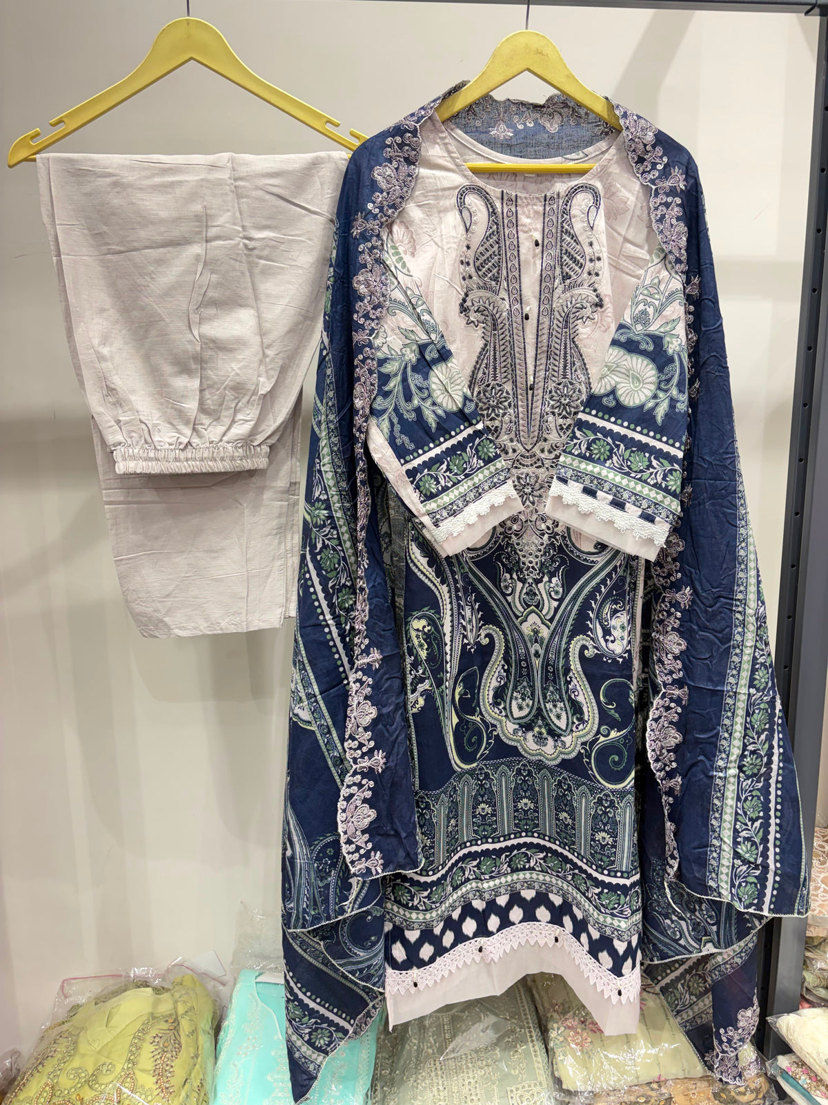 NEEDAL WONDER COTTON EMBROIDERED DUPATTA BY AYZEL-DN-03